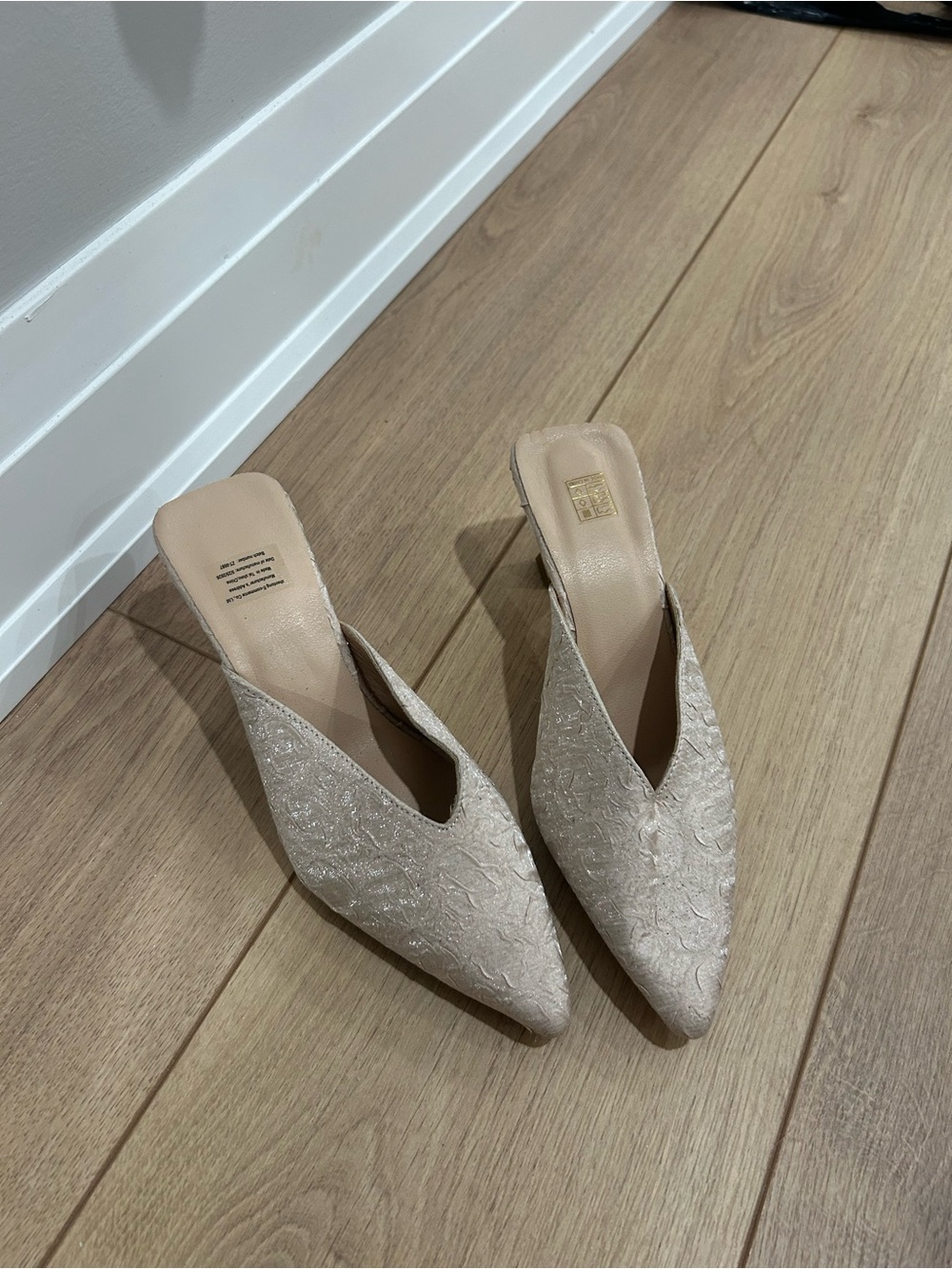 Elegant Women's Pointed Toe Mule in Light Beige